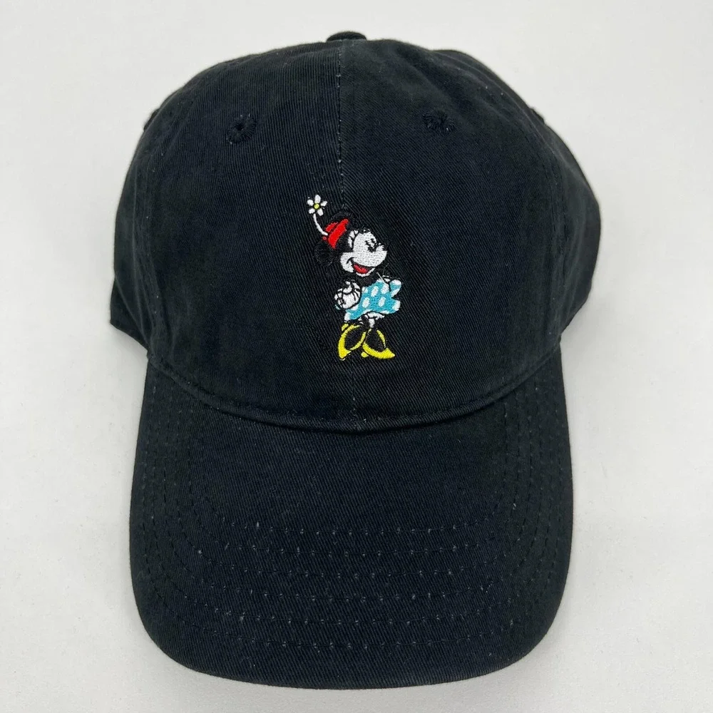 Disney Minnie Mouse Embroidered Baseball Cap Black Adjustable Dad Hat New NWT